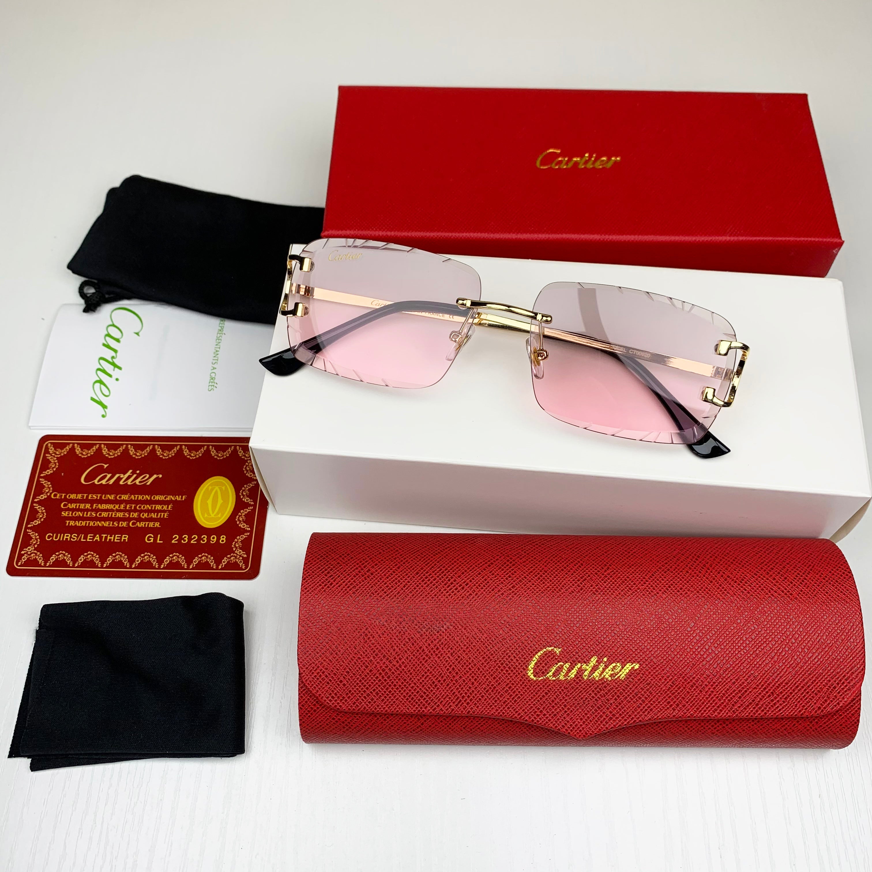 Lunette Cartier Dégradé Gris Rosé Vers Rose Clair