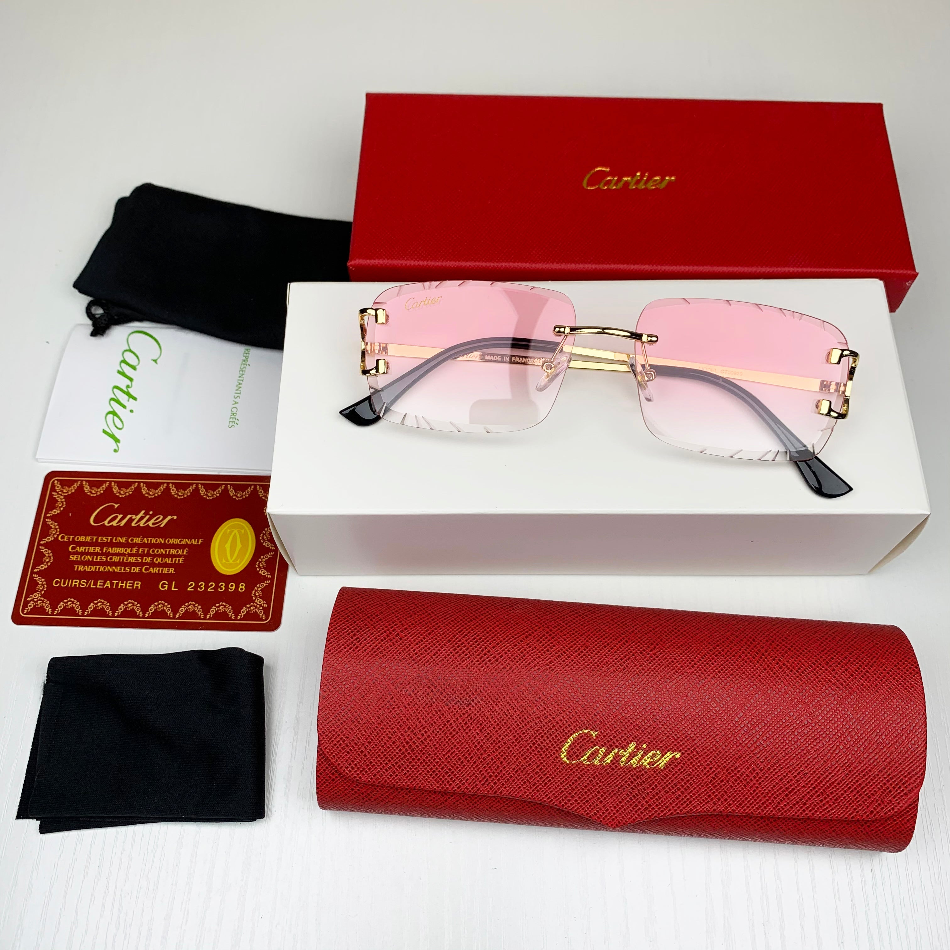 Lunette Cartier Dégradé Rose Clair Vers Transparent